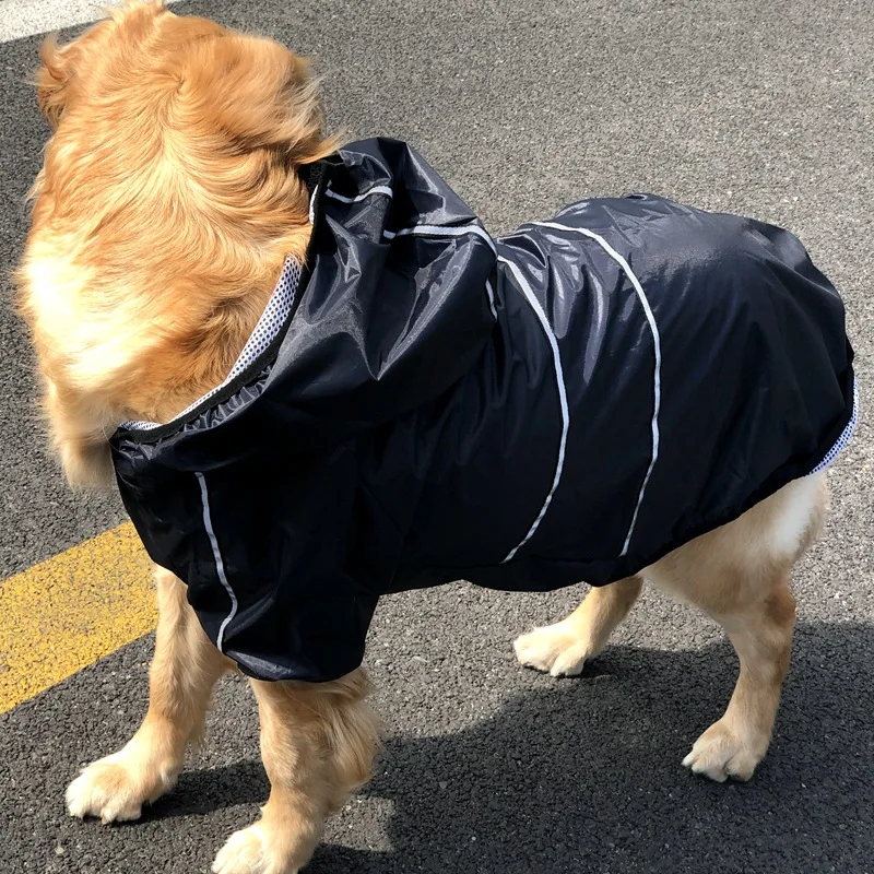 Jas hujan anjing besar hewan peliharaan tahan air pakaian anjing besar mantel luar ruangan Jaket hujan reflektif Besar Sedang jaring antilembap