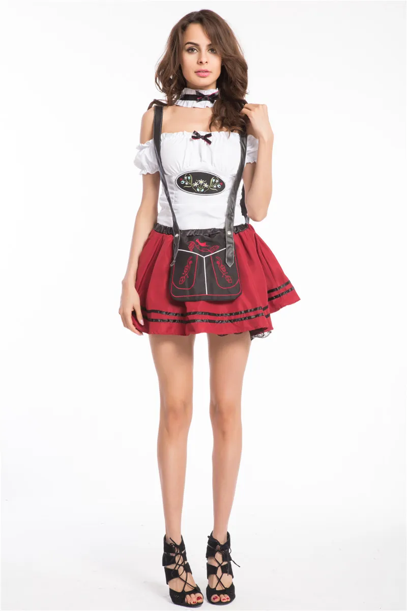 Women Oktoberfest Beer Carnival Wench Maid Costume Halloween Outfit Fancy Dress