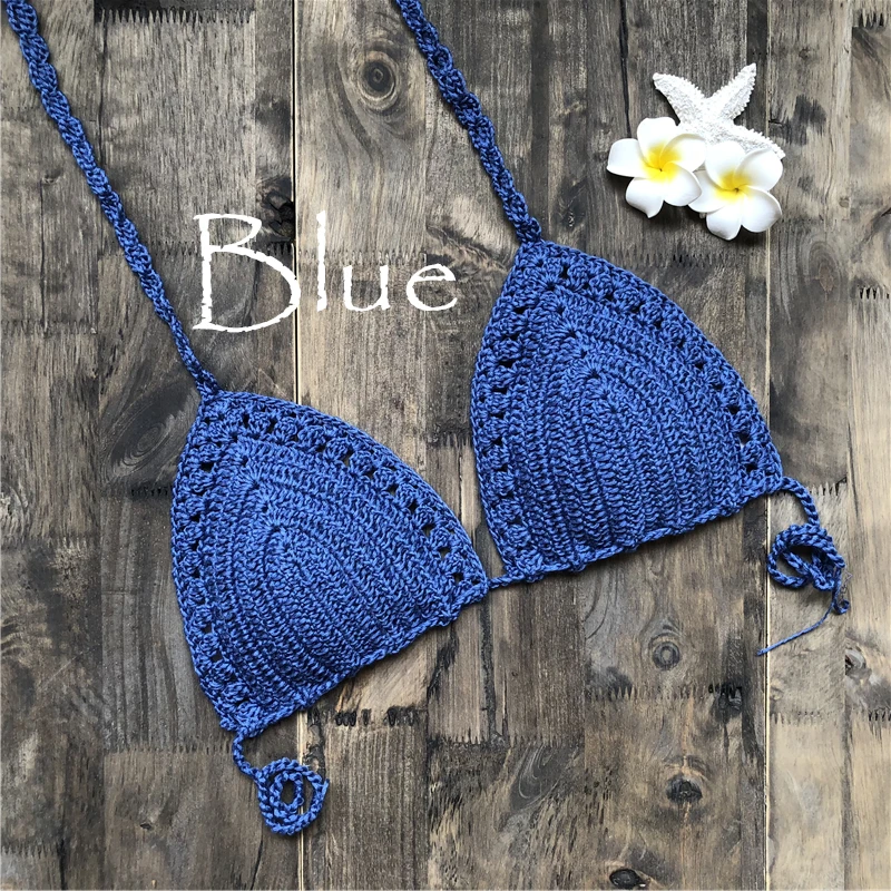 crochet bikini 2023 Handmade Hooks Women Boho Beach Bralette Holder Knitted Swimwear Brazilian Bikini Top