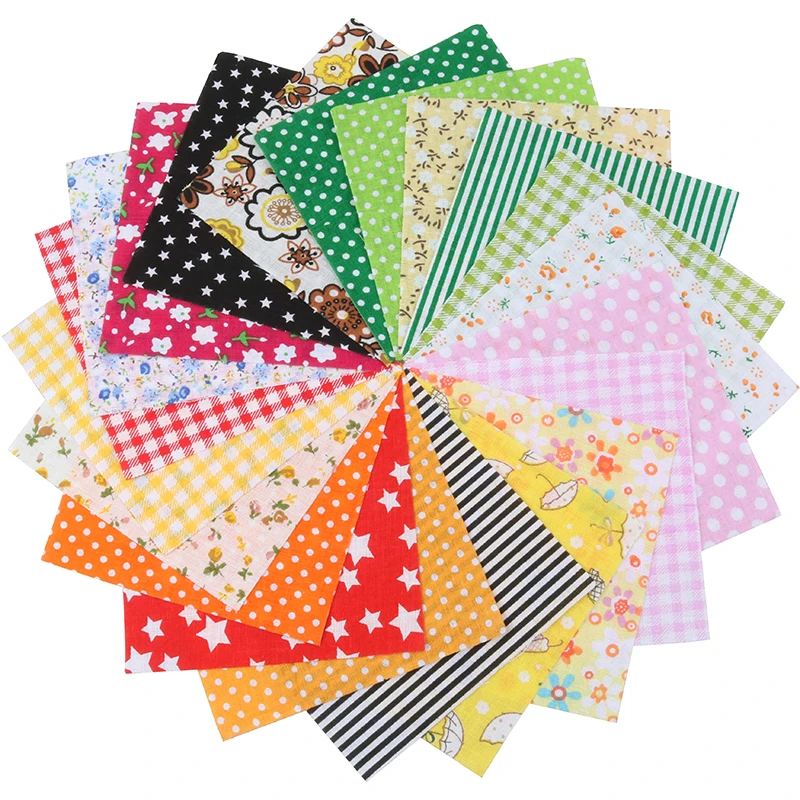 Nanchunag 30Pcs/Lot Random Color Thin Cotton Fabric Printed Patchwork Bundle Cloth For Sewing Fat Scrapbooking Pattern 10x10cm