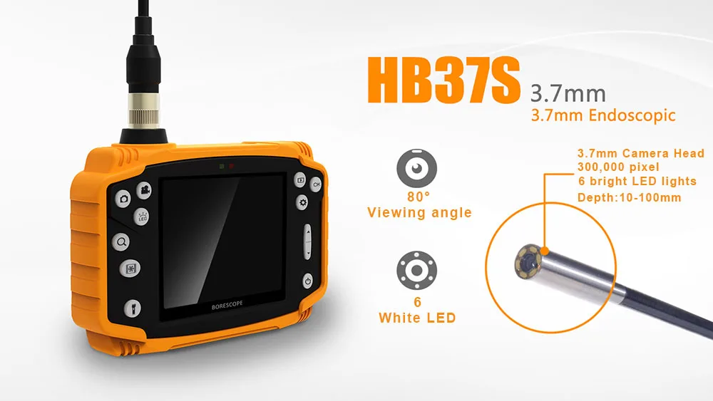 SmartFly HB37S – Endoscope LCD 3.7 ", 3.5mm, 1 mètre, Endoscope, boroscope, serpent, Inspection DVR, véhicule, Pipeline