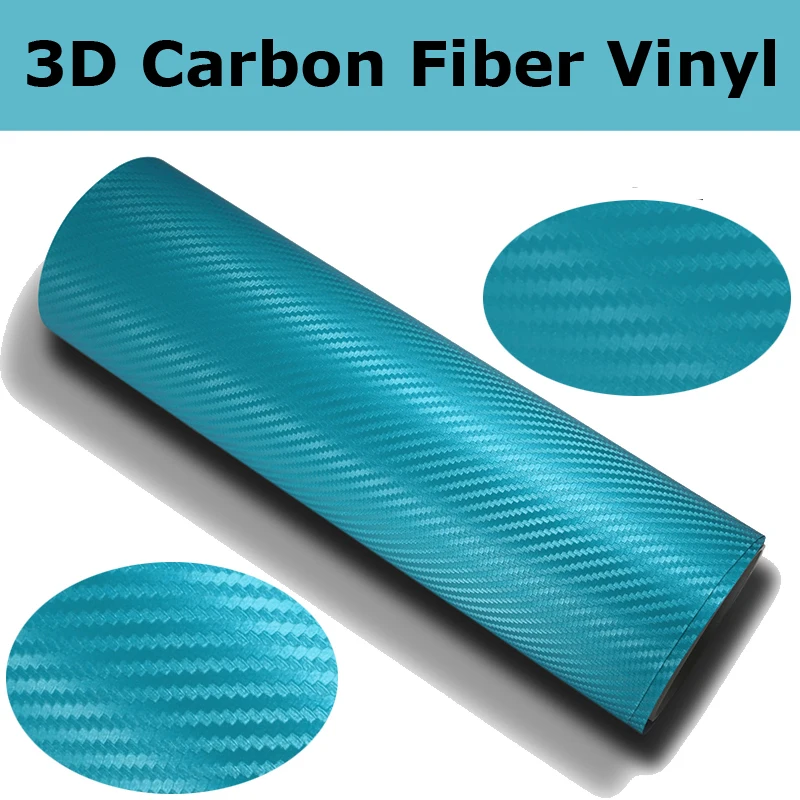 

1.52x30m/Roll Light Blue 0.16mm 3D Carbon Fiber Vinyl Carbon Fibre Car wrapping Film For Vehicle Wraps with Air release