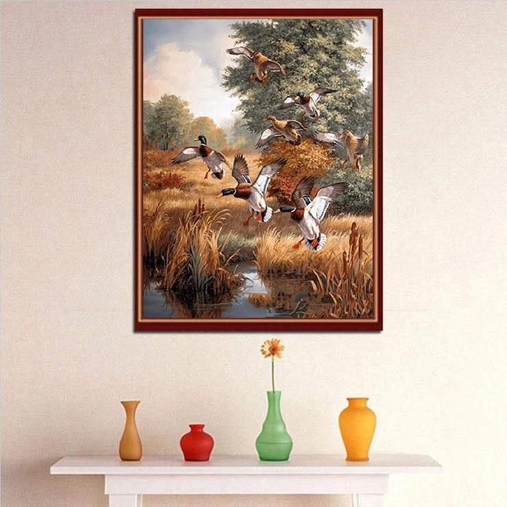 DIY Diamond Painting Flying Ducks Cross Stitch Needlework Home Decorative Full Square Diamond Embroidery ARTS KBL