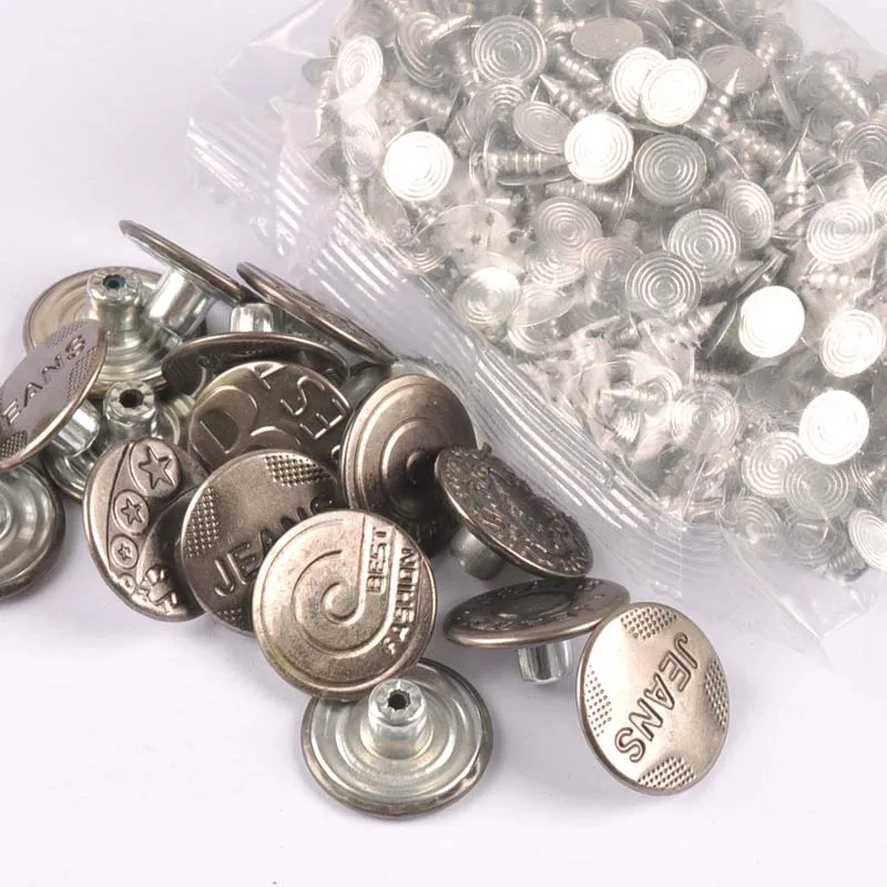 20Pcs/Set 20MM random mixed Metal Button High Quality silver Jean Buttons Mixed Button Clothing Accessories cp2172