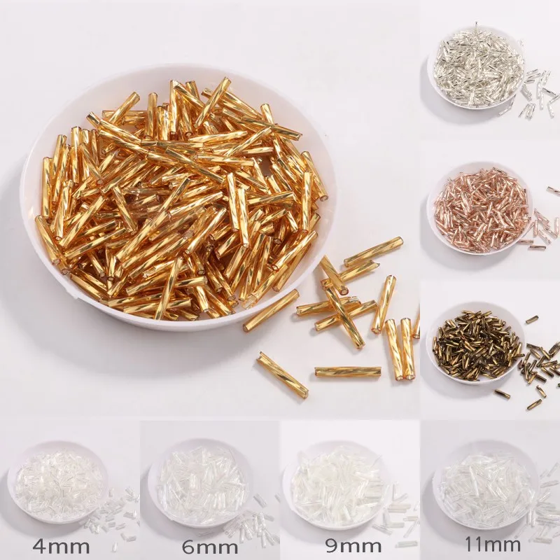 10 gr/paket Silber/Gold perle Rohr 2x9mm Twist Bugles Glass Seed Perlen DIY Armband halsband halskette schmuck machen Zubehör