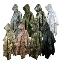 Pu Ademende Camouflage Poncho Jungle Tactische Regenjas Bionische Vogels Kijken Cs Jacht Ghillie Pak Reizen Wandelen Regenkleding