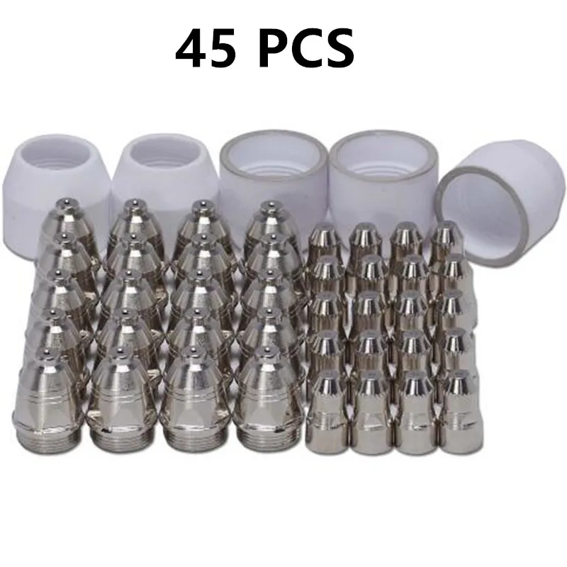 P80 Pacnasonic Air Plasma Cutting Cutter Torch Consumables Plasma TIPS Nozzles 1.5mm 100Amp & Plasma Electrodes, 45pcs