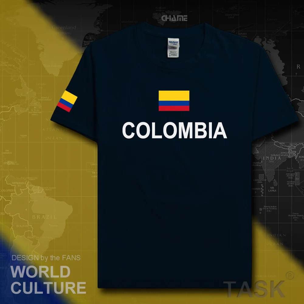 Colombia men t shirt fashion 2017 nation team jerseys t shirt cotton t-shirt meeting fitness gyms clothing tees country flag COL