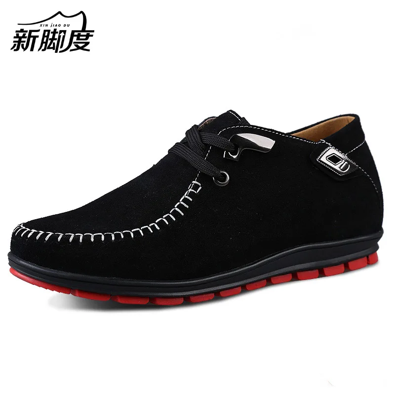 

Comfortable Suede Leather Tall Men Shoes with Rubber Outsole Increase Height Man 6cm Invisibly Color Black Blue