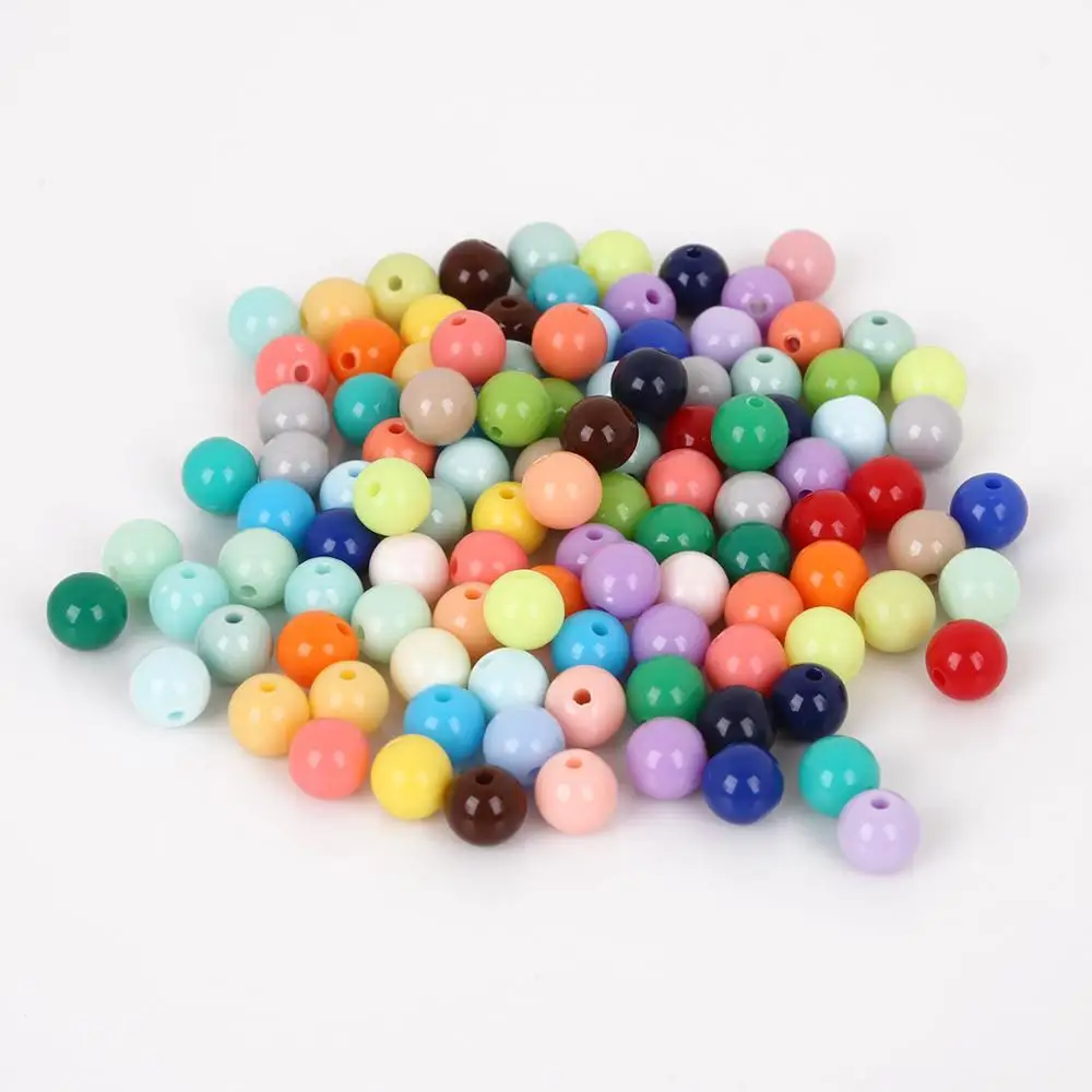 8mm 100pcs Plastic Acrylic Beads Smooth Round Loose Spacer Beads Crafts Decoration for DIY Bracelets Necklaces Jewelry Making