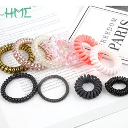 Colorful Plastic Rubber Hair Rope Elastic Hairbands Spiral Coil Telephone Cord Wire Hair Ties Scrunchies Hair Ring For Women