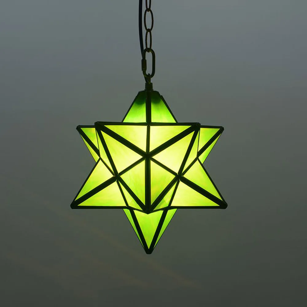 Dining Room Pendendt Hanging Light Country Diamond Glass Star Chain Pendant Lamps Balcony Hallway Corridor Pendant Light