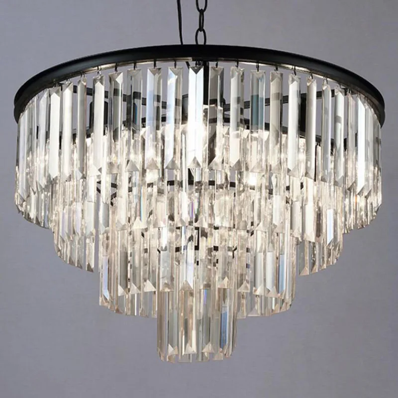 Manggic Modern Crystal Chandelier Elegant Suspension Lamps for Cafe Hotel Restaurant Smoke Grey/Clear