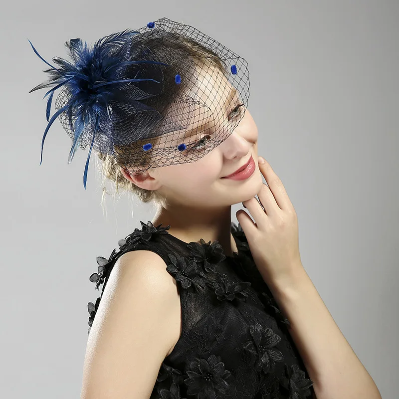 JaneVini Western Boda หมวกแต่งงานเจ้าสาวผู้หญิง Fascinator Penny หมวกตาข่ายผม Pin Feathers ผ้าคลุมหน้าสำหรับผู้หญิงอุปกรณ...