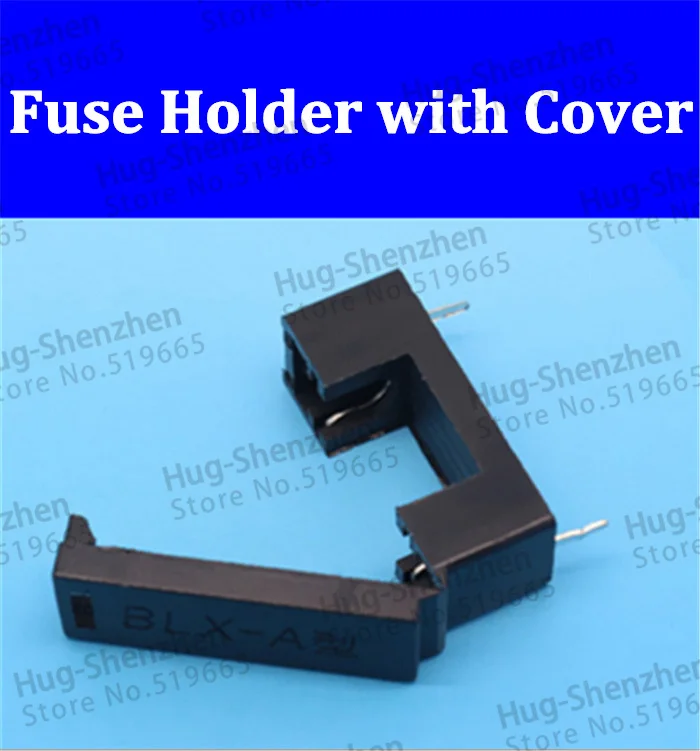 Wholesale 200pcs BLX-A Black color copper feet fuse holder DIP pcb board for 5*20mm cartridge fuse with cover