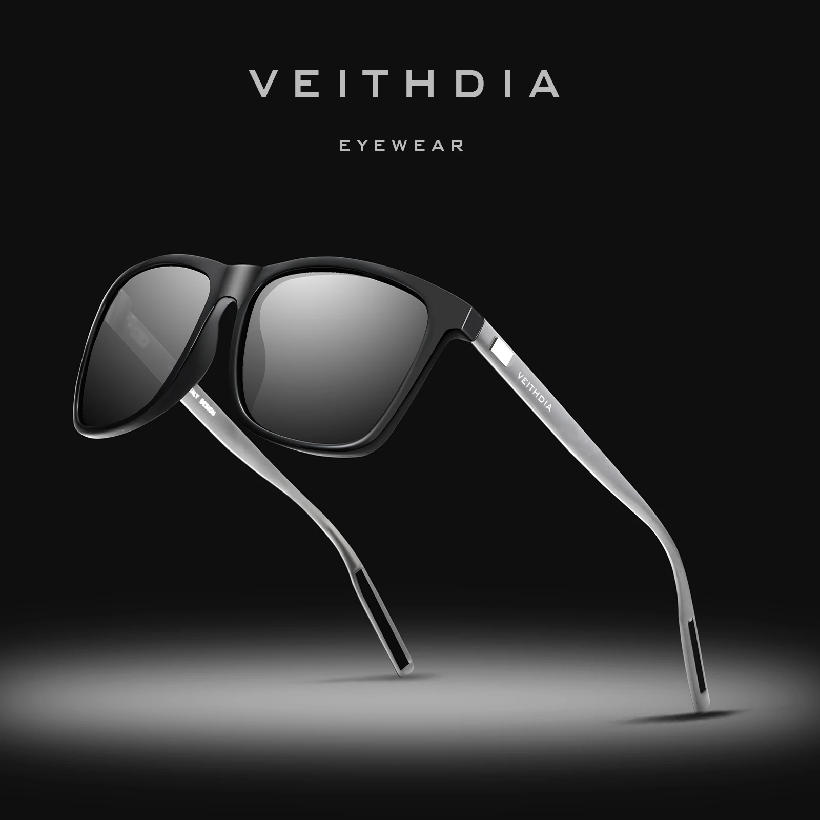 VEITHDIA Markensonnenbrille Unisex Retro Aluminium+TR90 Sonnenbrille Polarisierte Gläser Vintage Brillen Sonnenbrille für Männer/Frauen 6108 – Detail 3