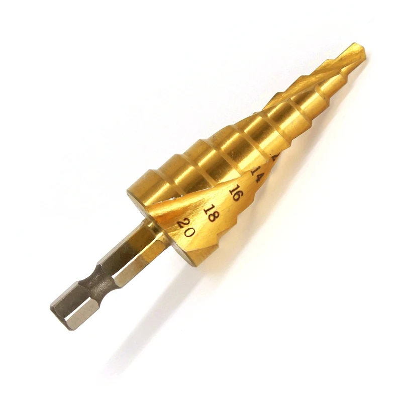 HANGXIN 3PCS HSS Spiral Grooved ,metal drilling mini drill accessories, Titanium Step Cone Drill Bit , hss drill set