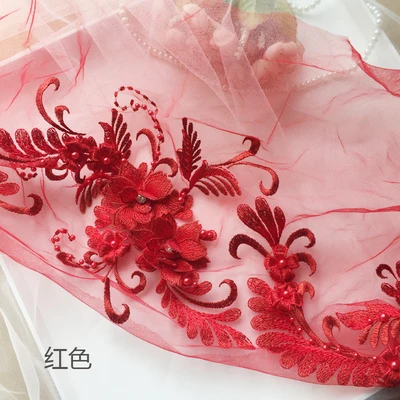 Handgefertigte Perlen 3D Hochzeitskleid-Applikation, DIY Braut-Kopfschmuck, Spitzenkragen, Stoffaufnäher, RS1780 – Detail 11