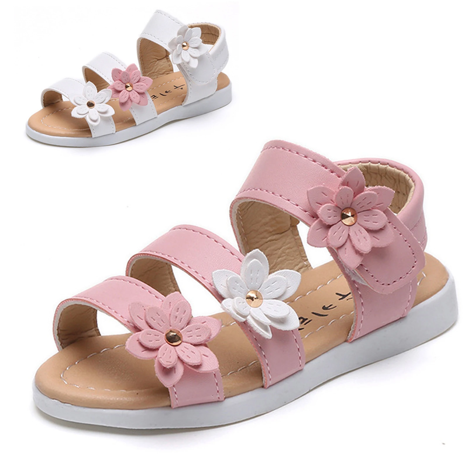

Summer Children Sandals Girls Princess Beautiful Flower Shoes Kids Flats Sandals Sweet Style Baby Girls Roman Shoes