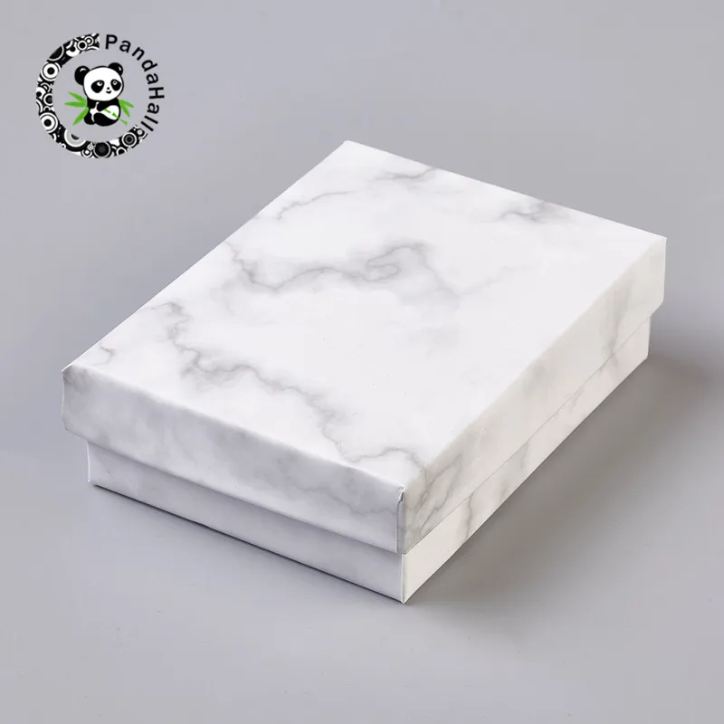 18/24pcs Rectangle/Square Marbling Paper Cardboard Jewelry Boxes for Necklace Bracelet Earring Ring Gift Box Storage