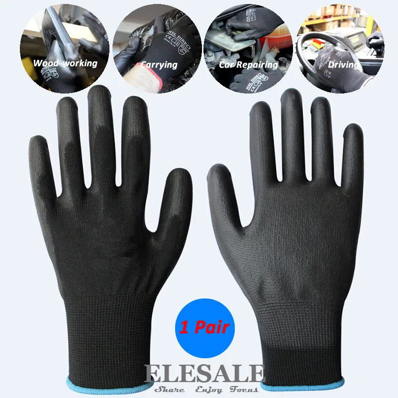 

1/Pair Work Safety Gloves Nylon Knitted PU Coated Gloves For Builder Driver Gardener Repairer Hands Protection S/M/L/XL Size