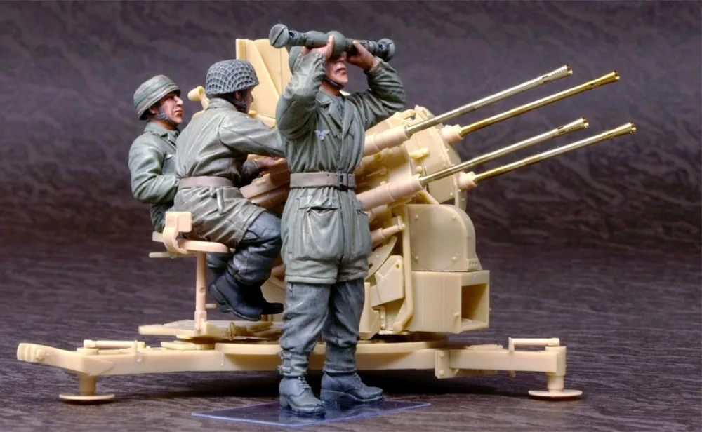 Unpainted Kit 1/35  Parachuters Operating Flak 38 - 4 FIGURES    figure Historical resin Figure Resin  Kit