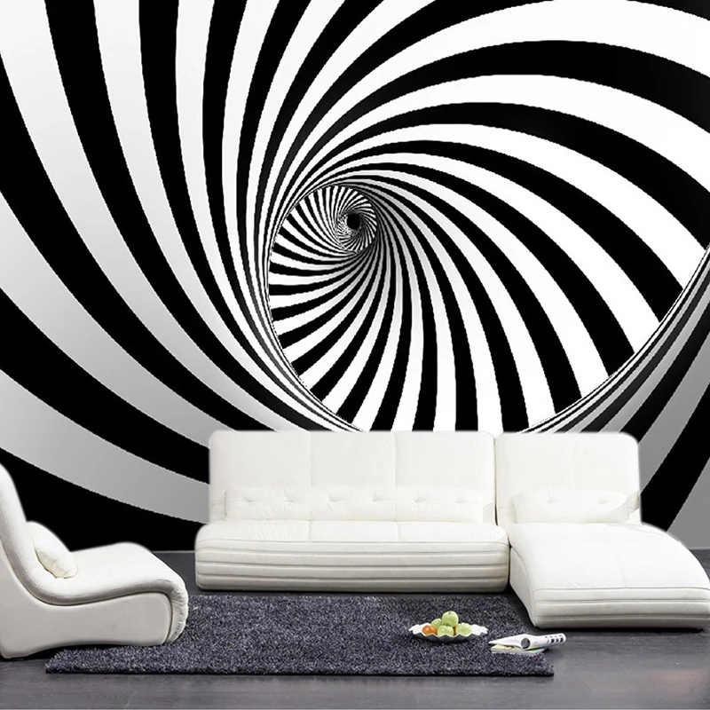 

Black And White Swirl Line Photo Wallpaper Modern Abstract 3D Wall Mural Wall Cloth Living Room TV Sofa Office Art Wall Covering