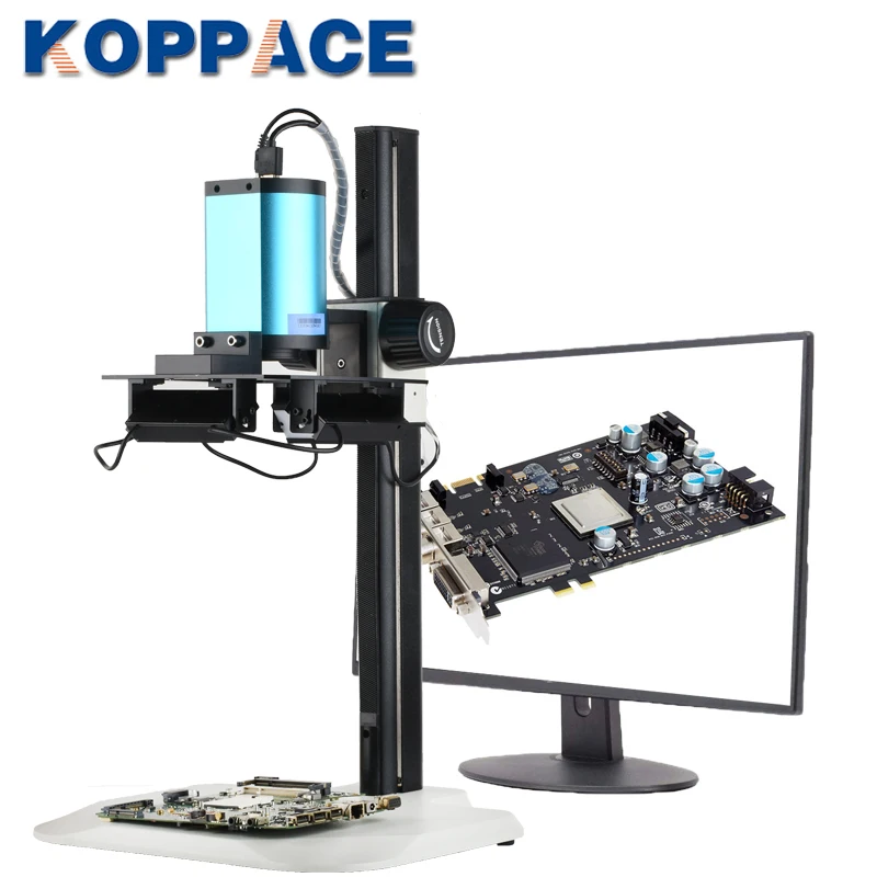 

KOPPACE 1X-14X 2 Million Pixels HD Autofocus Microscope Large PCB Circuit Board Inspection LED 4-Side Adjustable Light Source