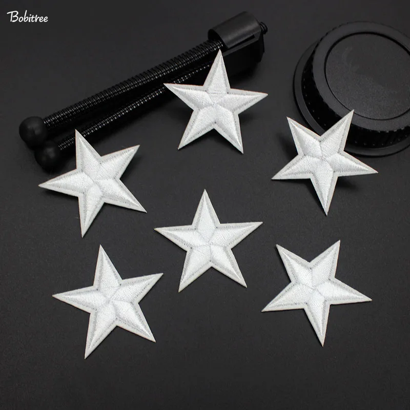 10 pcs White Stars Clothes Patches Iron on Stickers on Clothes Appliques Sewing Embroidered Patches For Clothes