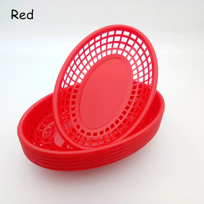 Plastic Basket Serving Tray French Fries Basket Oval Kep Nontoxic Fast Food Tray Restaurant Bar Chips Hamper 9.3