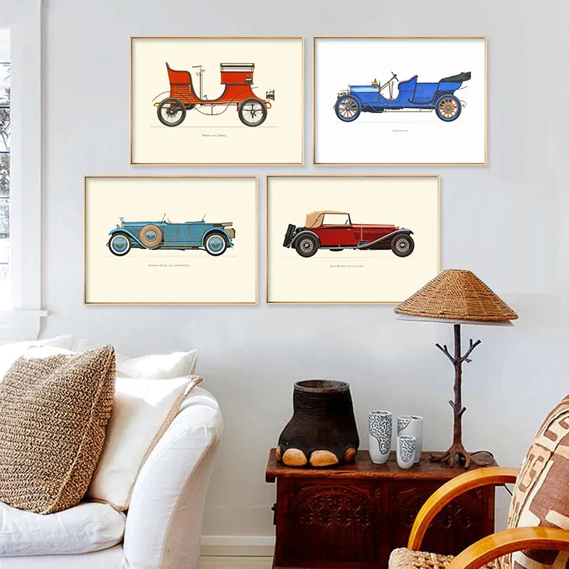 

New Classic Cars Vintage Canvas Painting Posters Prints Oil Wall Art Pictures For Living Room Decoration Home Decor Unframed