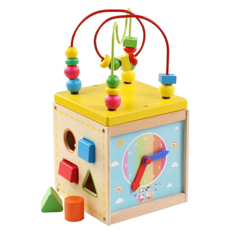 Montessori  Wooden Educational Preschool Toys Activity Cube Toys Baby Wooden Bead Maze For Toddlers Oyuncak Brinquedo Para Bebe