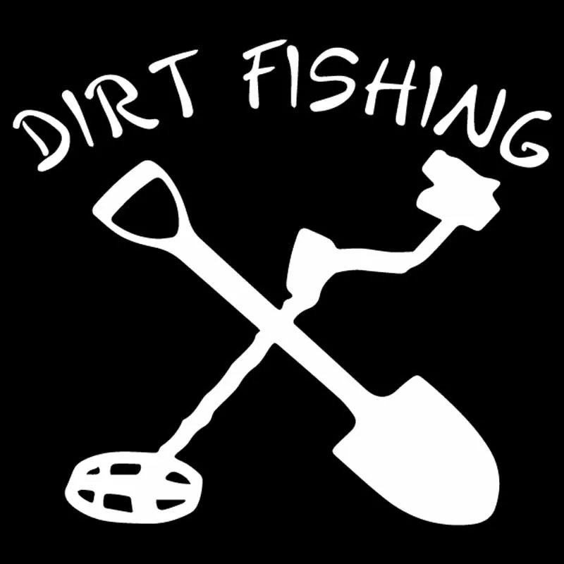 YJZT 16.1CM*14.5CM Metal Detecting Dirt Fishing Decal Vinyl Car Sticker Car Truck Window Black/Silver C24-1065