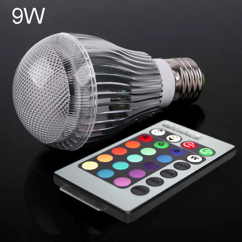 RGB LED lamps 5W 9W E27/E14/B22 RGB Bulb 16 Color Change 85-265V for Home Party Decoration With IR Remote controller lighting