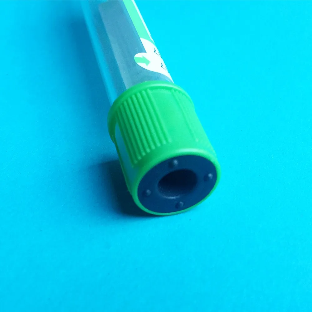 Disposable Sterile Vacuum Blood Collection Tube With Heparin Sodium Additives Green Lid 5ml Vac Tube Vacutainer CE Mark 100pcs