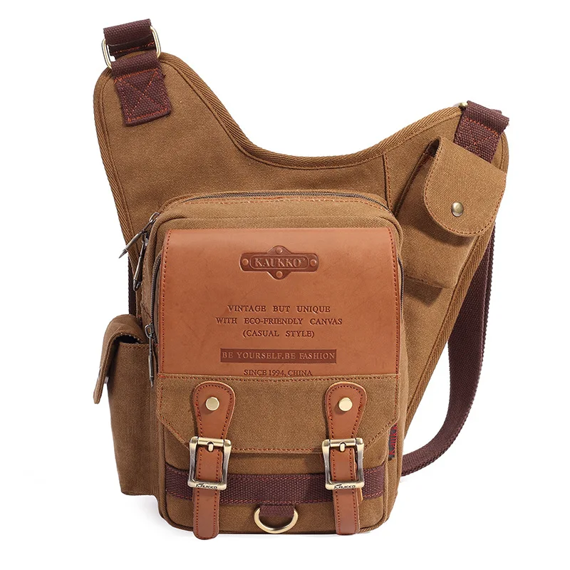 New Style KAUKKO Brand Men Retro High Quality Canvas Bag Travel Men Messenger Bags Man Crossbody Bags Shoulder Bag