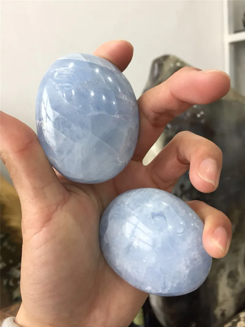 1 pcs hot sale 100% natural blue celestine crystal hand stone reiki healing Madagascar gemstone tumble stone as gift