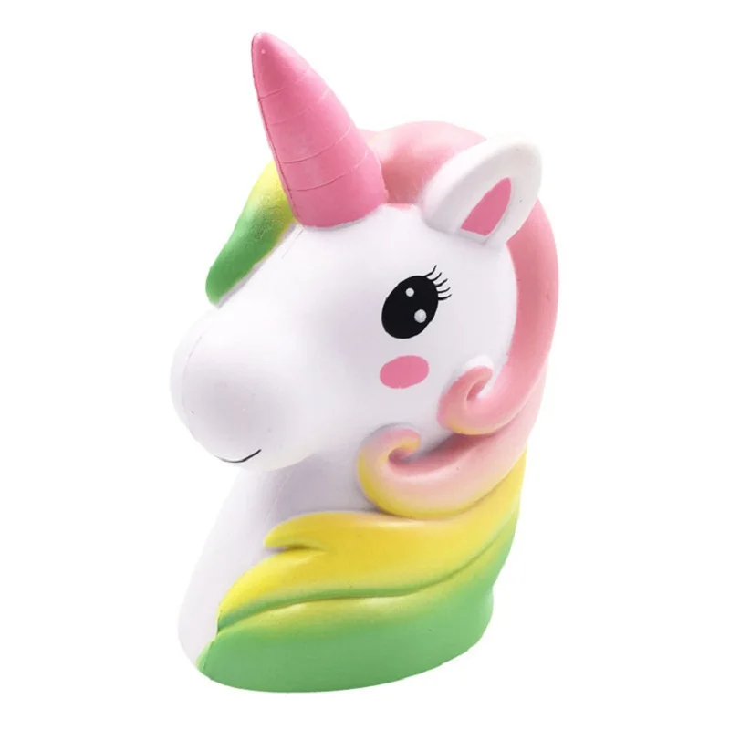 Jumbo Colorful Unicorn Head Squishy Soft Slow Rising Scented Squishy Kids Grownups Stress Relief Squeeze Toys Toy 13*11*7.5 CM