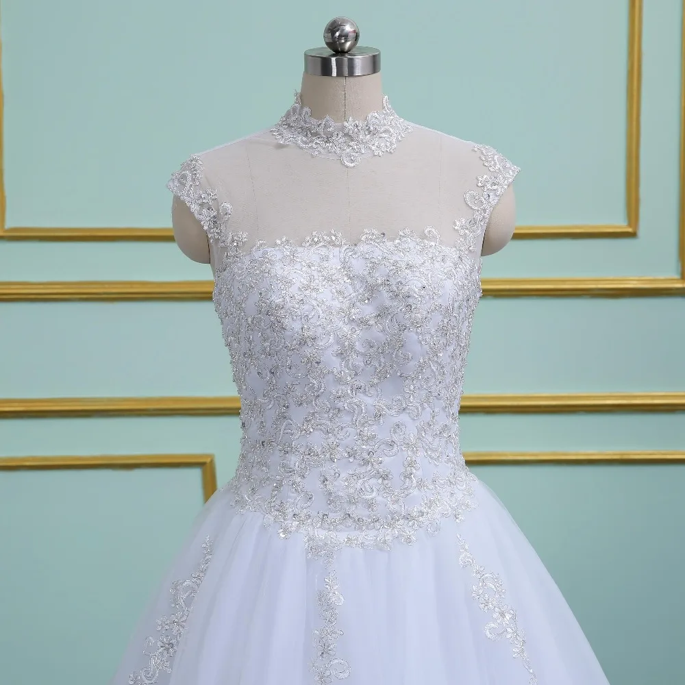 2021 Vestidos 15 Anos Công Chúa Cổ Cao Sheer Tinh Thể Chiếu Trúc Hạt Dây Chuyền Trắng Quinceanera Váy Hóa Trang Bóng Đồ Bầu