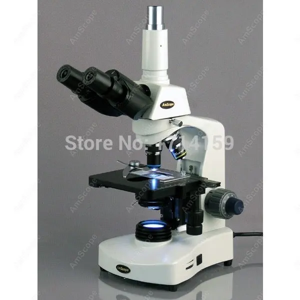AmScope T340 시리즈 삼안 복합 현미경 40X-2000X+ 3W LED, 3D 기계식 스테이지 및 10MP USB 2.0 카메라