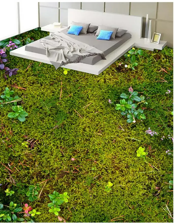 

Modern Floor painting Fresh Leaves garden Mural-3d PVC Wallpaper Self-adhesive Floor Wallpaper-3d