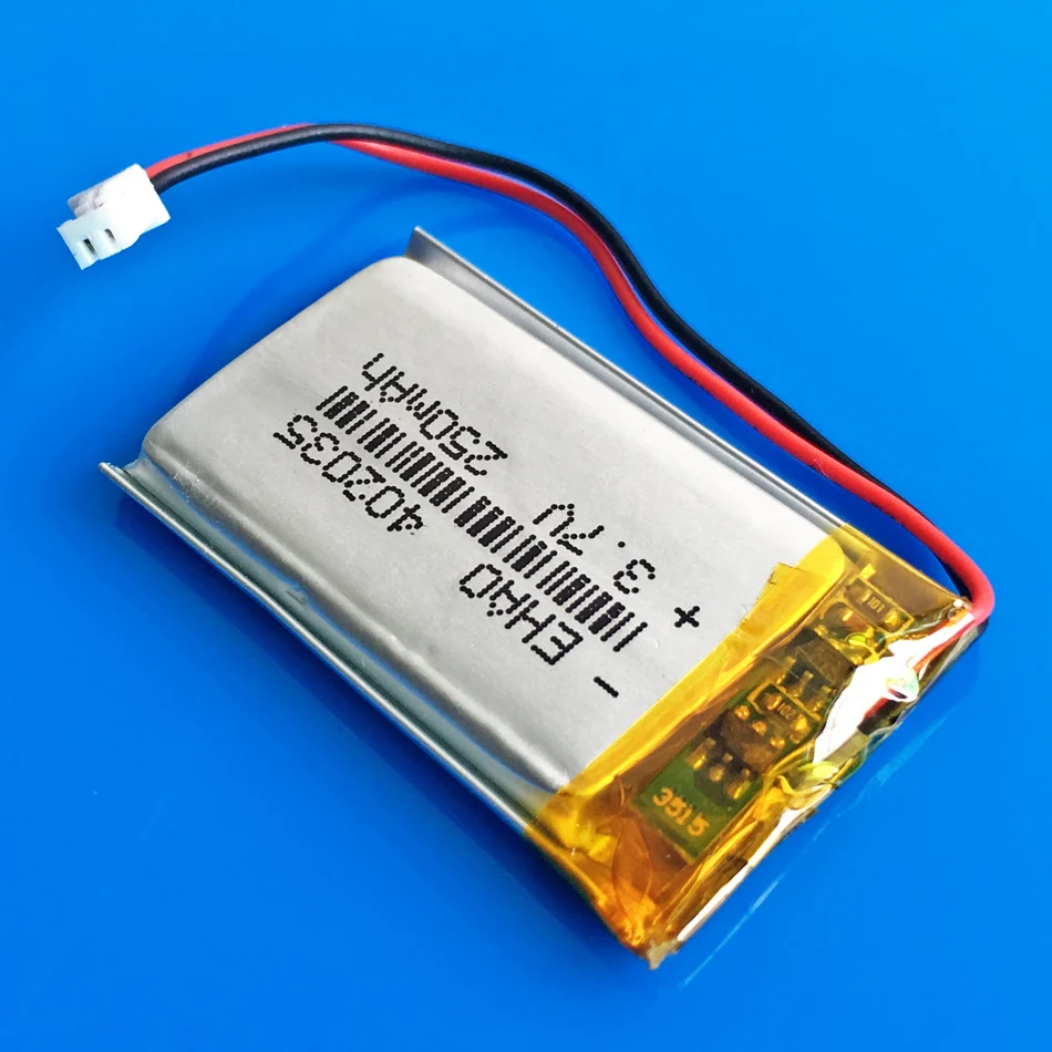 10 szt. 3.7V 250mAh akumulator Lipo 402035 + JST 1.25mm 2-pinowa wtyczka do MP3 rejestrator GPS zestaw słuchawkowy Bluetooth