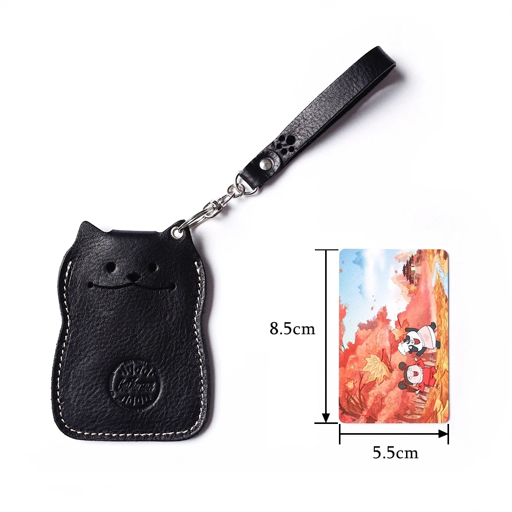 Gathersun Leather Credit Card Holder Cat Shape Card Sleeve for Bank Cards Cute Leather ID Card Case