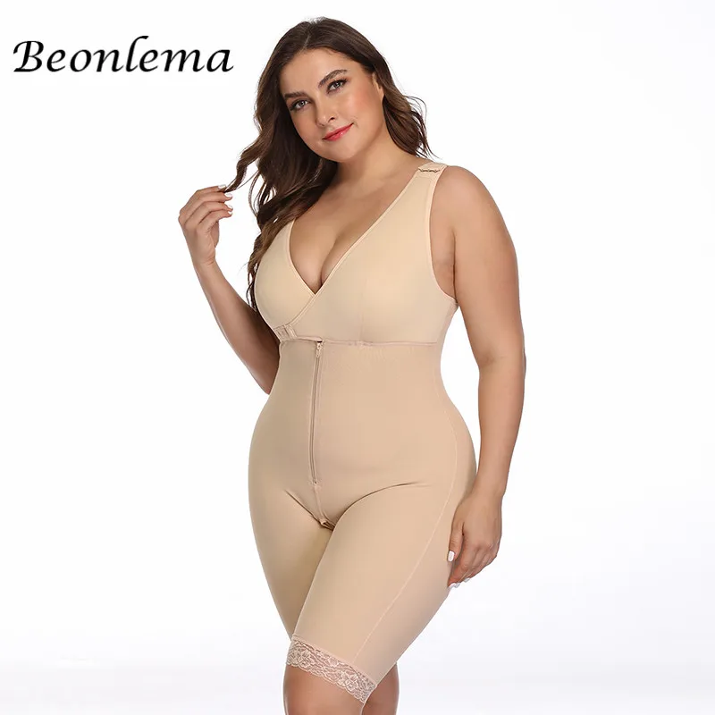 

Beonlema Women Shapewear Plus Size Slimming Bodysuit Butt Lifter Body Shaper 6XL Open Crotch Female Shapers Tummy Modeling Faja