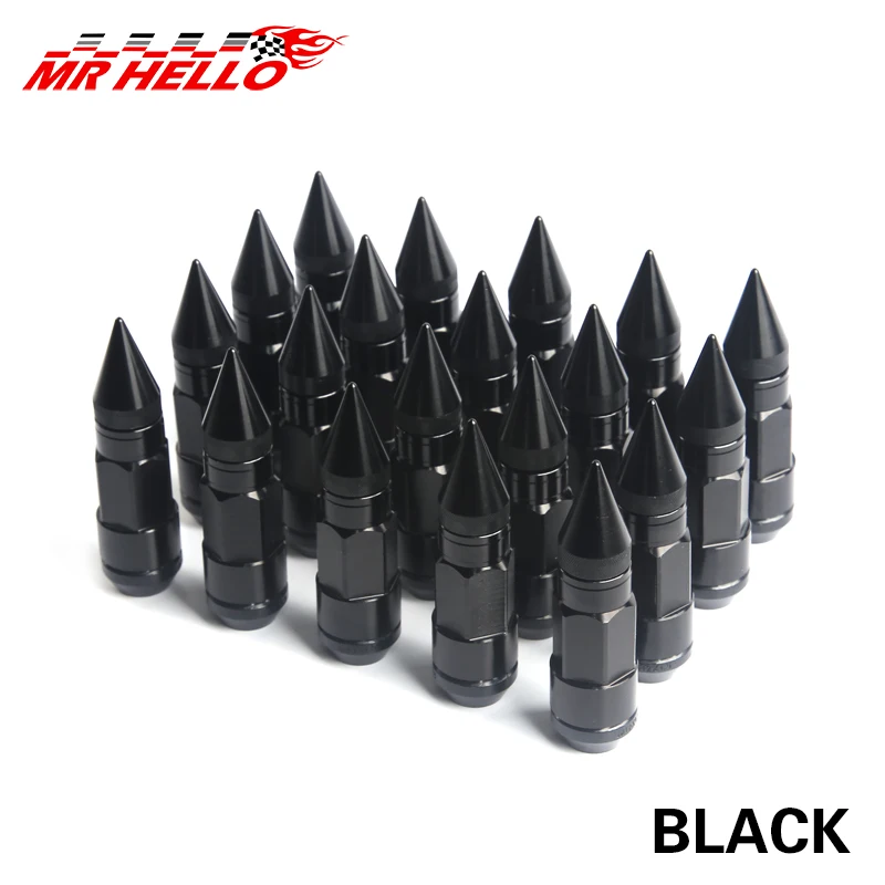 mrhello Car Styling Wheel Nuts M12X1.5/M12X1.25 Racing Composite Nut Anti Theft Steel Lock Wheel Lug Nut Bolt With Spikes