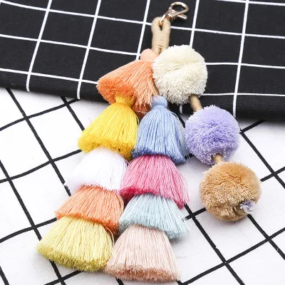 

2018 Fashion Pompon Key Cute Women Leaf Bag Lovely Tassel Pendant For Wallet Bags Parts Accessories Handbag 4 Styles