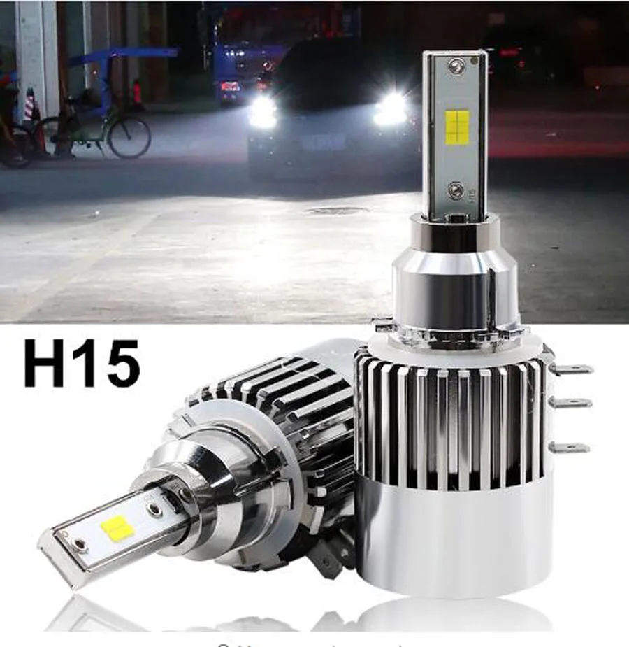 1 Set H15 Hi/Low Dual Beam CSP CHIPS LED Headlight CANBUS Error Free Turbo Fan 70W 7600LM Front Fog For Audi Benz Golf 7