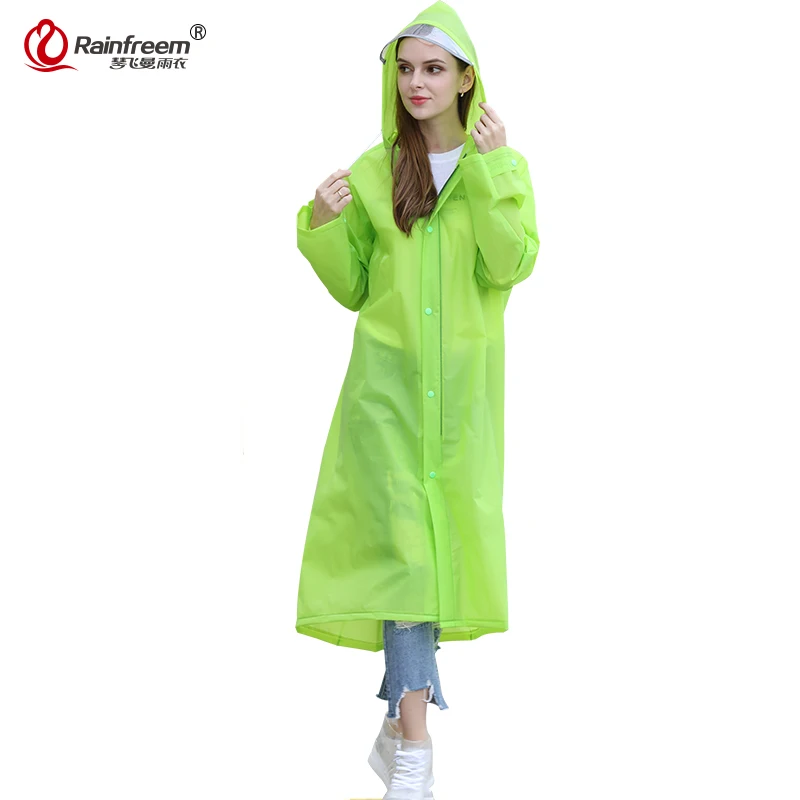 

Rainfreem 2017 Spring Portable EVA Raincoat Women/Men Impermeable Plastic Transparent Rain Coat 7 Colors Rain Gear Poncho