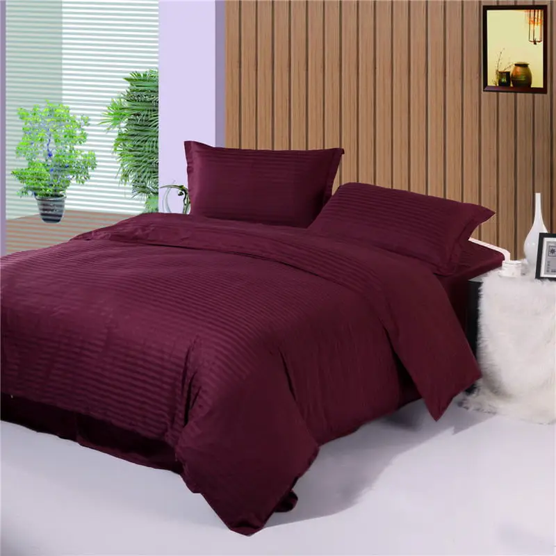 100% cotton premium satin striped reactive dyed fabric duvet cover sheets pillowcase kit king queen Multiple sizes