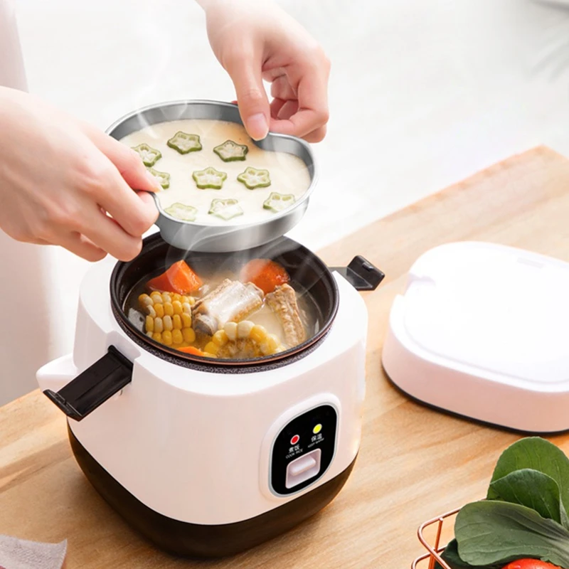 DMWD 1.2L Mini Electric Rice Cooker 220V Travel Portable Soup Pot Egg Boiler Steamer Nonstick For 1-2 People Heat Preservation